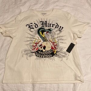 NWT Ed Hardy White Graphic Tee